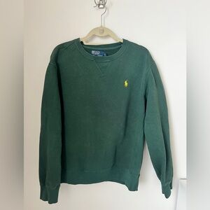 Polo Ralph Lauren Green Crewneck Sweatshirt Yellow Pony Logo Size L